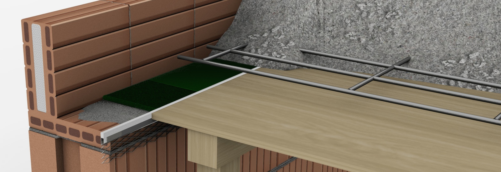Deckenlager SPEBA WLS als Mauersperrbahn (alternativ zu Dachsperrbahn R500) zur Übertragung von Schubkräften in der Mauerwerkfuge